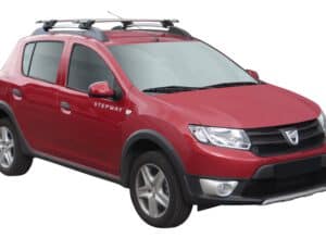 Whispbar Dakdragers Zilver Dacia Sandero Stepway 5dr SUV met Dakrails bouwjaar 2009-e.v. Complete set dakdragers