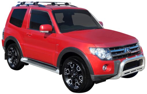 Whispbar Dakdragers Zilver Mitsubishi Pajero SWB 3dr SUV met Dakrails bouwjaar 2007-e.v. Complete set dakdragers