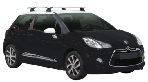 Whispbar Dakdragers Zilver Citroen DS3 3dr Hatch met Vaste bevestigingspunten bouwjaar 2009-2016 Complete set dakdragers