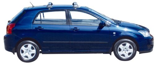 Whispbar Dakdragers Zilver Toyota Corolla  5dr Hatch met Glad dak bouwjaar 2002-2007 Complete set dakdragers