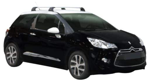 Whispbar Dakdragers Zilver Citroen DS3  3dr Hatch met Vaste bevestigingspunten bouwjaar 2009-2016 Complete set dakdragers