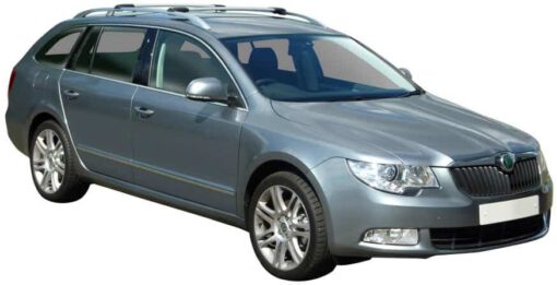 Whispbar Dakdragers Zilver Skoda Superb Combi 5dr Estate met Dakrails bouwjaar 2009-2015 Complete set dakdragers