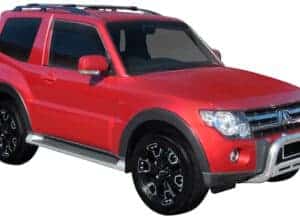 Whispbar Dakdragers Zwart Mitsubishi Pajero SWB 3dr SUV met Dakrails bouwjaar 2007-e.v. Complete set dakdragers