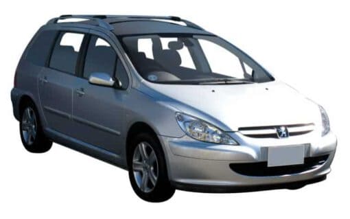 Whispbar Dakdragers Zwart Peugeot 307 SW 5dr Estate met Dakrails bouwjaar 2002-2008 Complete set dakdragers