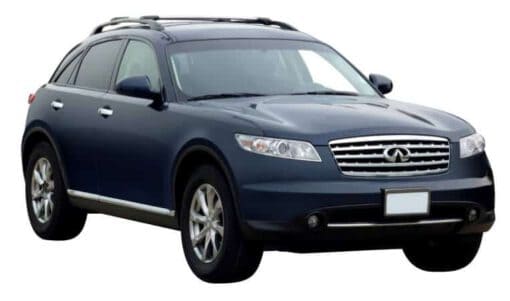 Whispbar Dakdragers Zwart Infiniti FX 5dr SUV met Dakrails bouwjaar 2003-2008 Complete set dakdragers