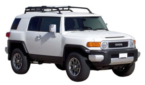 Whispbar Dakdragers Zwart Toyota FJ Cruiser 5dr SUV met Dakrails bouwjaar 2007-e.v. Complete set dakdragers