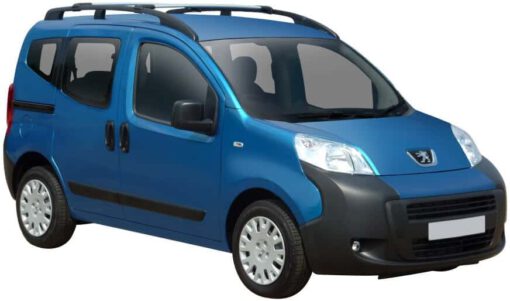 Whispbar Dakdragers Zwart Peugeot Bipper Tepee 5dr MPV met Dakrails bouwjaar 2008-e.v. Complete set dakdragers