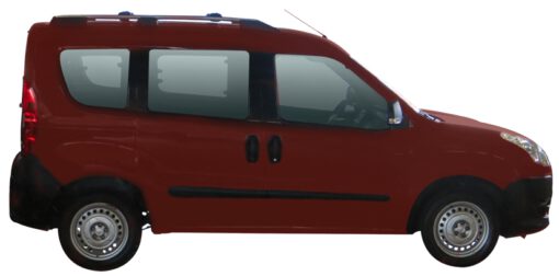 Whispbar Dakdragers Zwart Fiat Doblo 5dr Van met Dakrails bouwjaar 2010-e.v. Complete set dakdragers