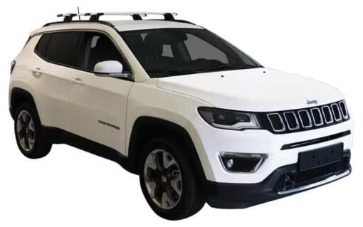 Whispbar Dakdragers (Zilver) Jeep Compass 5dr SUV met Geintegreerde rails bouwjaar 2017 - e.v.|Complete set dakdragers