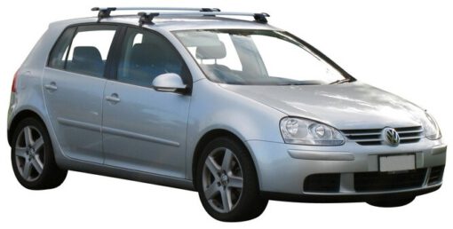 Whispbar Dakdragers Zilver Volkswagen Golf Mk5 5dr Hatch met Glad Dak bouwjaar 2004-2007 Complete set dakdragers