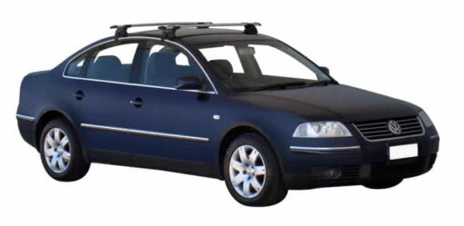 Whispbar Dakdragers Zwart Volkswagen Passat Mk5.5 4dr Sedan met Glad Dak bouwjaar 2001-2004 Complete set dakdragers