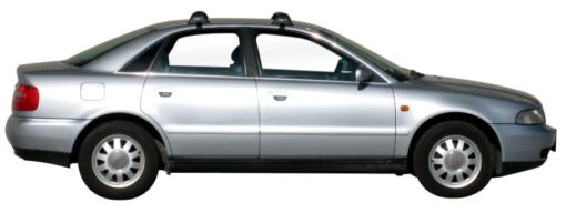 Whispbar Dakdragers Zilver Audi A4/S4/RS4 Limousine 4dr Sedan met Glad Dak bouwjaar 1995-1999 Complete set dakdragers