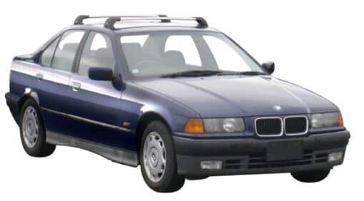 Whispbar Dakdragers Zwart BMW 3 Series E36 4dr Sedan met Vaste Bevestigingspunten bouwjaar 1991-1998 Complete set dakdragers