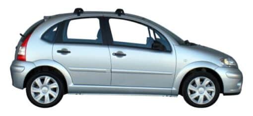 Whispbar Dakdragers Zilver Citroen C3 5dr Hatch met Glad Dak bouwjaar 2002-2009 Complete set dakdragers