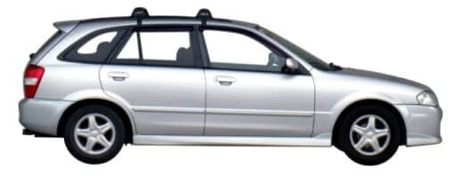 Whispbar Dakdragers Zilver Mazda 323 Familia 5dr Estate met Glad Dak bouwjaar 1998-2003 Complete set dakdragers