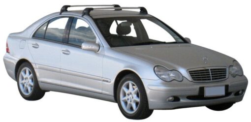 Whispbar Dakdragers Zilver Mercedes-Benz C-Class W203 4dr Sedan met Glad Dak bouwjaar 2000-2007 Complete set dakdragers