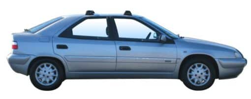 Whispbar Dakdragers Zilver Citroen Xantia 5dr Hatch met Glad Dak bouwjaar 1993-2001 Complete set dakdragers