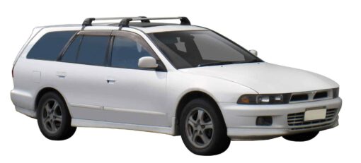 Whispbar Dakdragers Zilver Mitsubishi Legnum 5dr Estate met Glad Dak bouwjaar 1998-2003 Complete set dakdragers