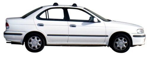 Whispbar Dakdragers Zilver Nissan Sunny 4dr Sedan met Glad Dak bouwjaar 1999-2007 Complete set dakdragers