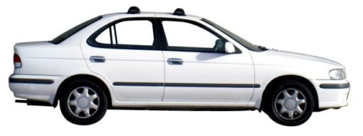 Whispbar Dakdragers Zwart Nissan Sunny 4dr Sedan met Glad Dak bouwjaar 1999-2007 Complete set dakdragers