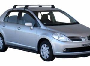 Whispbar Dakdragers Zwart Nissan Tiida Latio 4dr Sedan met Glad Dak bouwjaar 2004-e.v. Complete set dakdragers