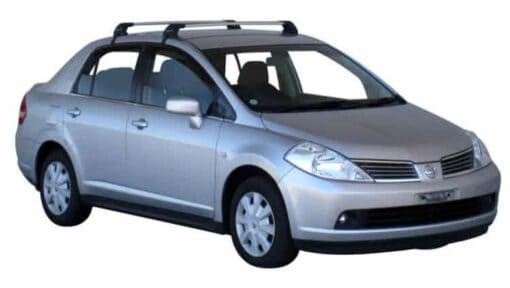 Whispbar Dakdragers Zwart Nissan Tiida Latio 4dr Sedan met Glad Dak bouwjaar 2004-e.v. Complete set dakdragers