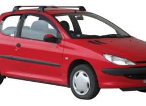 Whispbar Dakdragers Zilver Peugeot 206 3dr Hatch met Glad Dak bouwjaar 1998-2006 Complete set dakdragers