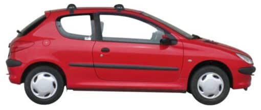 Whispbar Dakdragers Zilver Peugeot 206 3dr Hatch met Glad Dak bouwjaar 1998-2006 Complete set dakdragers