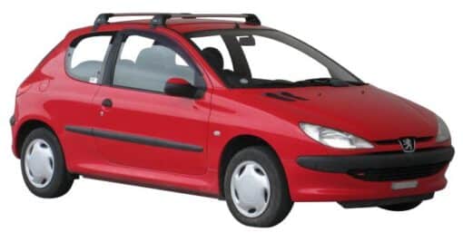 Whispbar Dakdragers Zwart Peugeot 206 3dr Hatch met Glad Dak bouwjaar 1998-2006 Complete set dakdragers