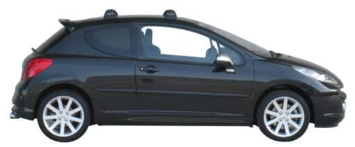 Whispbar Dakdragers Zwart Peugeot 207 3dr Hatch met Vaste Bevestigingspunten bouwjaar 2006-2012 Complete set dakdragers