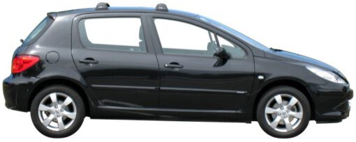 Whispbar Dakdragers Zwart Peugeot 307 5dr Hatch met Vaste Bevestigingspunten bouwjaar 2001-2008 Complete set dakdragers