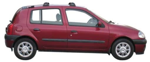 Whispbar Dakdragers Zilver Renault Clio Mk2 5dr Hatch met Glad Dak bouwjaar 1998-2005 Complete set dakdragers