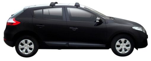 Whispbar Dakdragers Zwart Renault Megane Mk3 5dr Hatch met Glad Dak bouwjaar 2009-2015 Complete set dakdragers