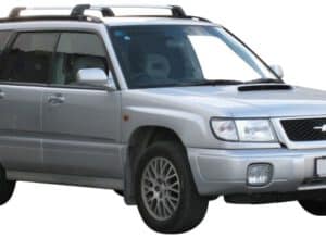 Whispbar Dakdragers Zilver Subaru Forester 5dr Estate met Geintegreerde dakrails bouwjaar 1997-2002 Complete set dakdragers