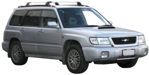 Whispbar Dakdragers Zilver Subaru Forester 5dr Estate met Geintegreerde dakrails bouwjaar 1997-2002 Complete set dakdragers