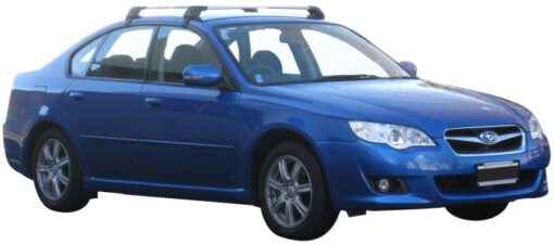 Whispbar Dakdragers Zilver Subaru Legacy 4dr Sedan met Glad Dak bouwjaar 2004-2009 Complete set dakdragers