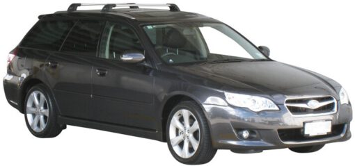 Whispbar Dakdragers Zilver Subaru Legacy 5dr Estate met Geintegreerde dakrails bouwjaar 2004-2009 Complete set dakdragers