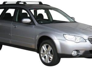 Whispbar Dakdragers Zilver Subaru Outback 5dr Estate met Geintegreerde dakrails bouwjaar 2004-2009 Complete set dakdragers