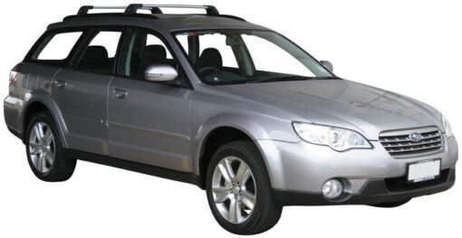 Whispbar Dakdragers Zilver Subaru Outback 5dr Estate met Geintegreerde dakrails bouwjaar 2004-2009 Complete set dakdragers