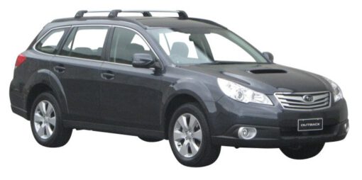 Whispbar Dakdragers Zilver Subaru Outback 5dr Estate met Geintegreerde dakrails bouwjaar 2010-2014 Complete set dakdragers