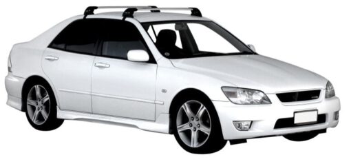 Whispbar Dakdragers Zilver Toyota Altezza 4dr Sedan met Glad Dak bouwjaar 1998-2005 Complete set dakdragers