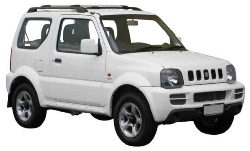 Whispbar Dakdragers Zilver Suzuki Jimny 3dr SUV met Dakrails bouwjaar 1998-e.v. Complete set dakdragers