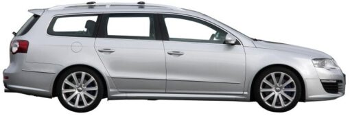 Whispbar Dakdragers Zilver Volkswagen Passat Mk6 5dr Estate met Dakrails bouwjaar 2005-2010 Complete set dakdragers