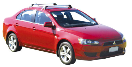 Whispbar Dakdragers Zwart Mitsubishi Lancer 4dr Sedan met Glad Dak bouwjaar 2007-e.v. Complete set dakdragers