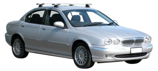 Whispbar Dakdragers Zilver Jaguar X-Type 4dr Sedan met Vaste Bevestigingspunten bouwjaar 2001-2009 Complete set dakdragers