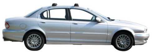 Whispbar Dakdragers Zilver Jaguar X-Type 4dr Sedan met Vaste Bevestigingspunten bouwjaar 2001-2009 Complete set dakdragers