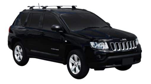 Whispbar Dakdragers Zwart Jeep Compass 5dr SUV met Geintegreerde dakrails bouwjaar 2011-2016 Complete set dakdragers