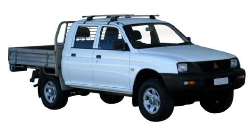 Whispbar Dakdragers Zilver Mitsubishi L200 Double Cab 4dr Ute met Glad Dak bouwjaar 2000-2004 Complete set dakdragers