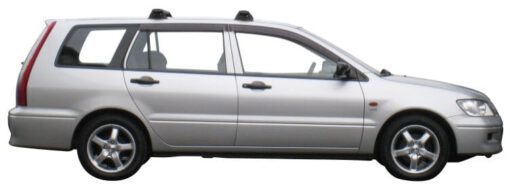 Whispbar Dakdragers Zilver Mitsubishi Lancer 5dr Estate met Vaste Bevestigingspunten bouwjaar 2000-2003 Complete set dakdragers