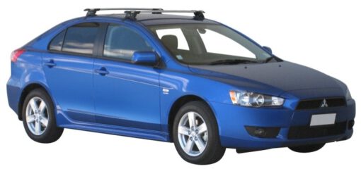 Whispbar Dakdragers Zwart Mitsubishi Lancer 5dr Hatch met Glad Dak bouwjaar 2007-e.v. Complete set dakdragers